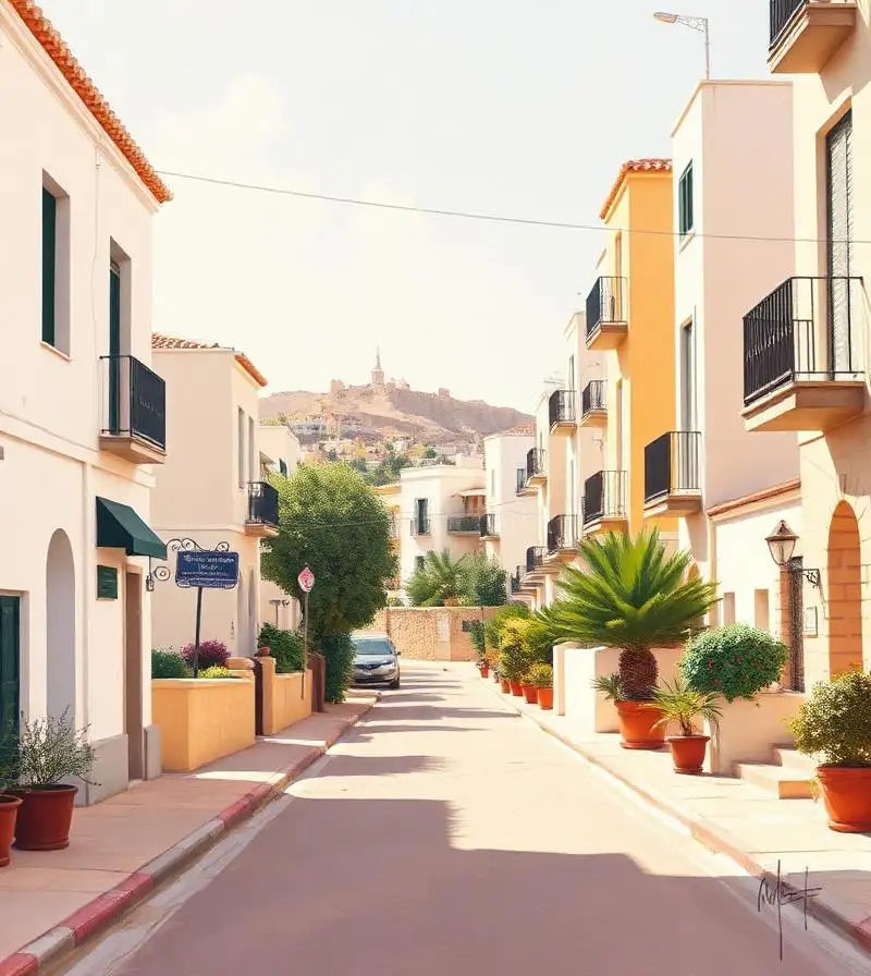 Residential streets in the Nueva Andalucia and Regiones districts of Almería