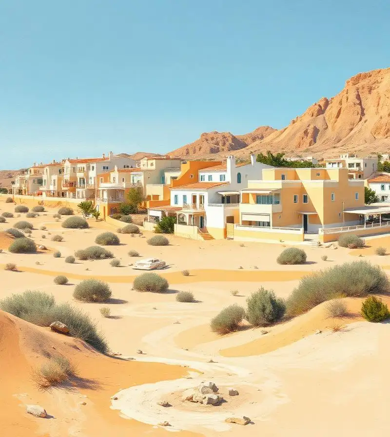 Low-rise housing and open ground at Retamar in the municipality of Almería