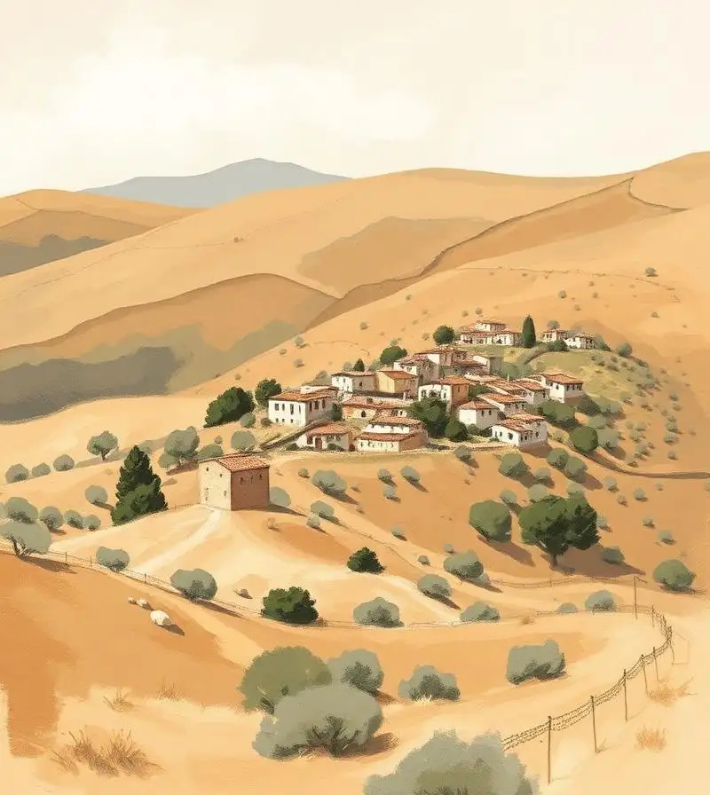 Scattered rural housing in the Perín diputacion inland from the coast in Cartagena