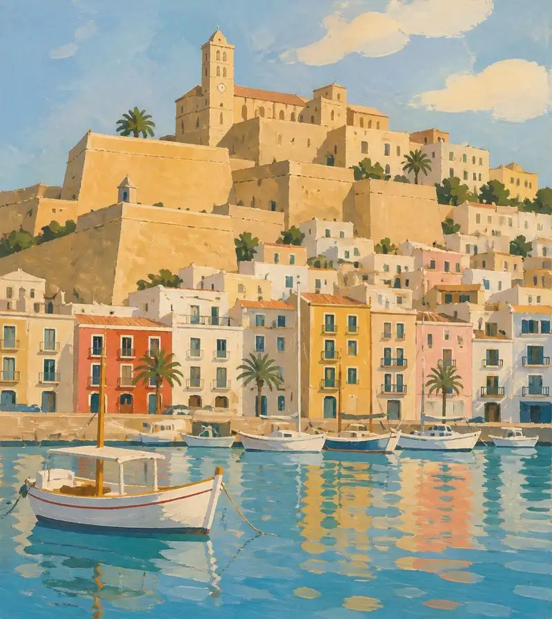 Streets in the city of Eivissa on Ibiza