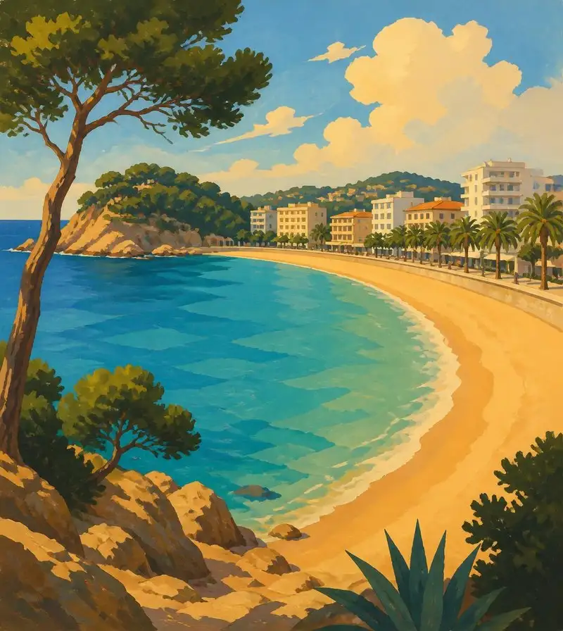Apartment blocks behind Fenals beach in Lloret de Mar