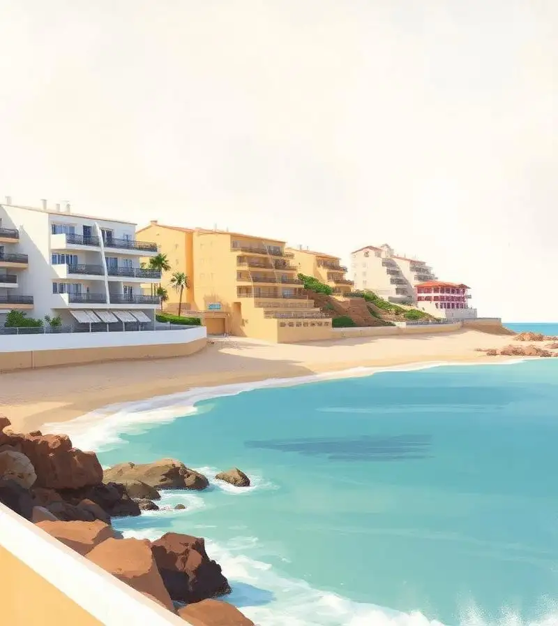 Seafront apartment blocks and beach housing at Ventanicas and El Cantal in Mojácar