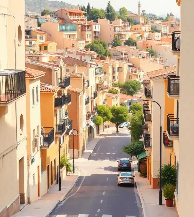 Residential streets and mid-rise blocks in the Norte district on the northern side of Murcia