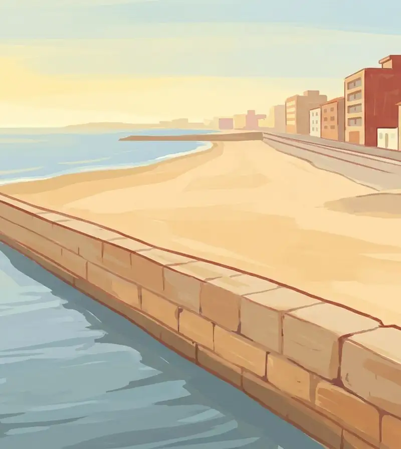El Acequión canal and Los Náufragos beach in Torrevieja