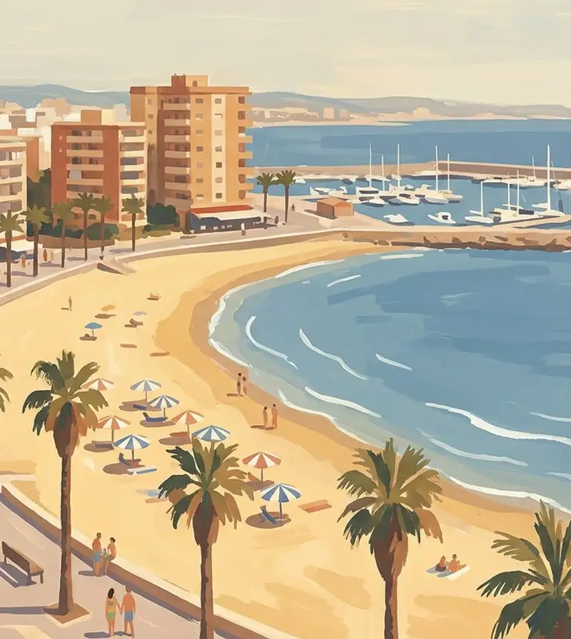 Playa del Cura and its seafront promenade in central Torrevieja