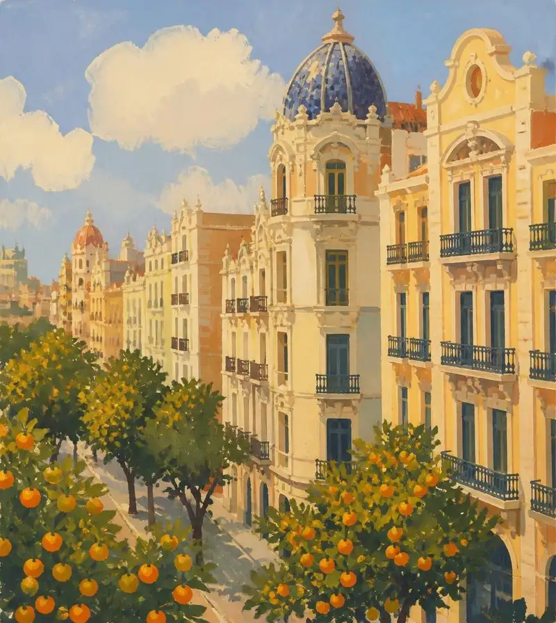 Modernist apartment blocks in the Eixample district of Valencia